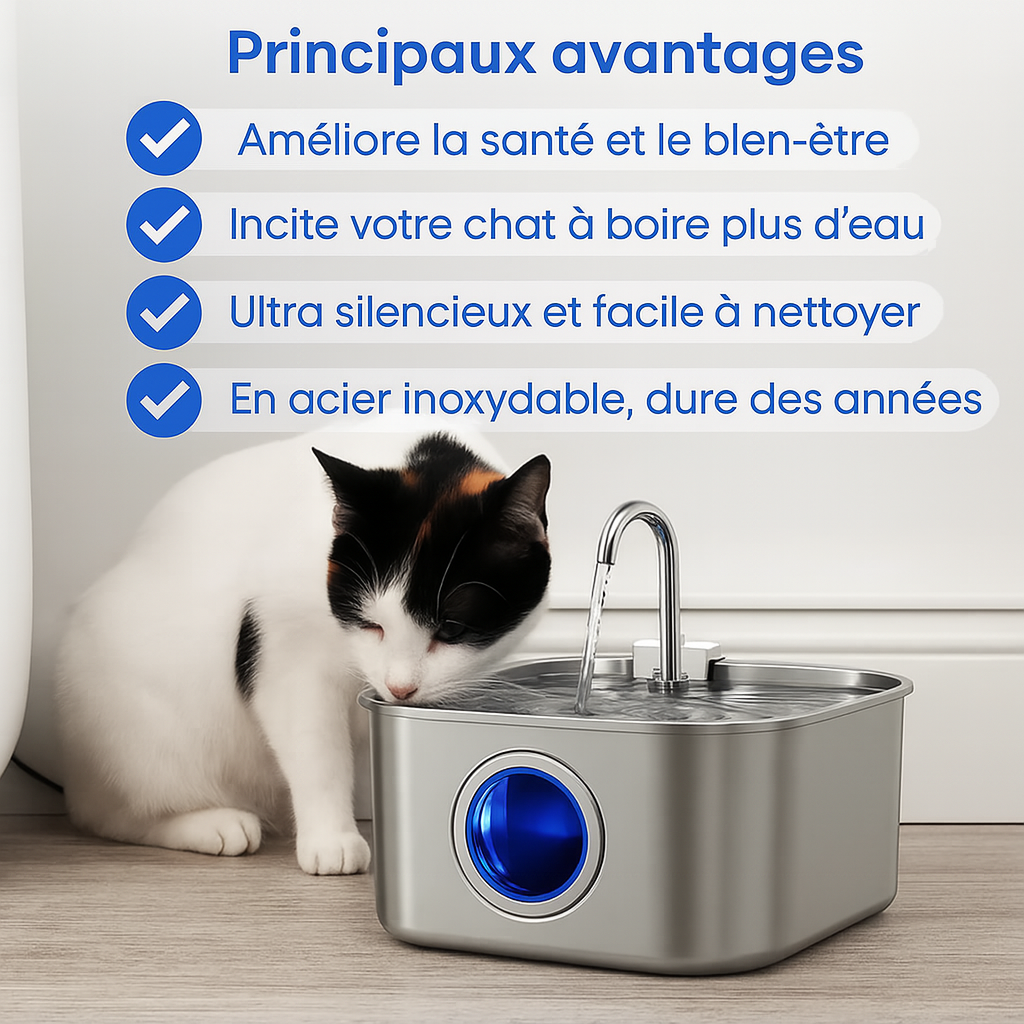 Félinox™ | Fontaine Intelligente Anti-Maladies Rénales - Le Pelage